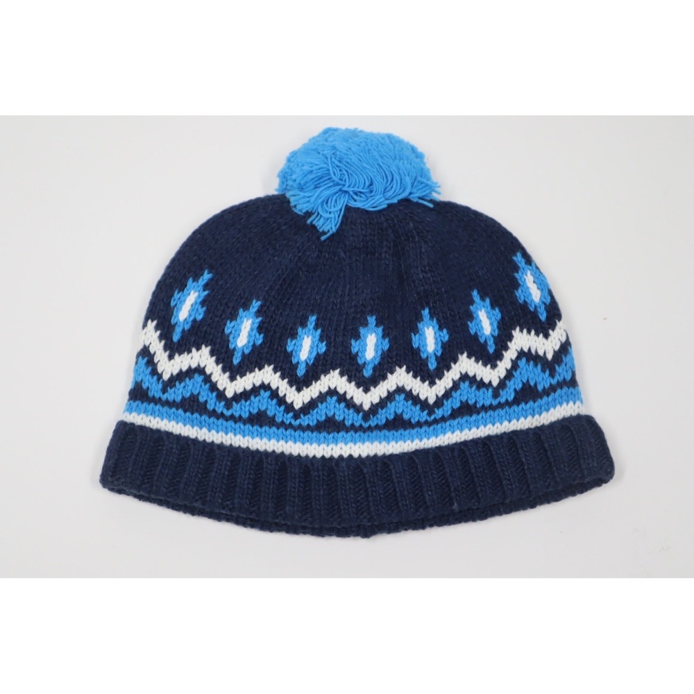 Janie and Jack Girl's Navy / Blue White Fair Isle Beanie Hats & Cap - 2T-3